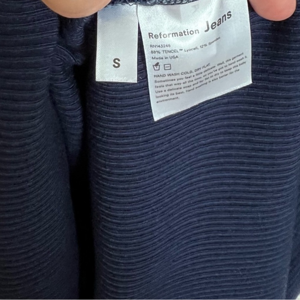 Reformation Navy long sleeves ribbed puff sleeve linah dress size Small - Picture 7 of 7